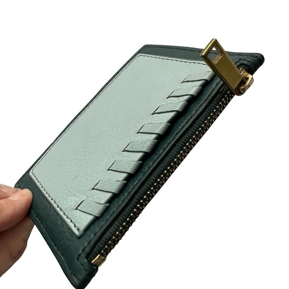 Fossil Shelby Zip Coin Green Leather Card Holder - Picture 5 of 7